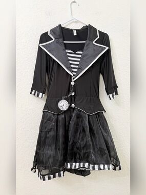 Alice In Wonderland Dark Mad Hatter Cosplay Halloween Costume Dress - L